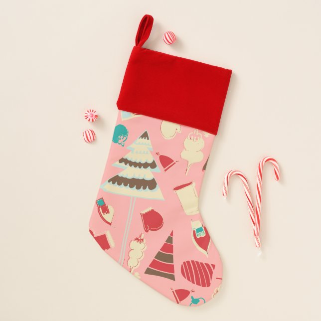 Vintage Christmas Pink Stocking (Front)