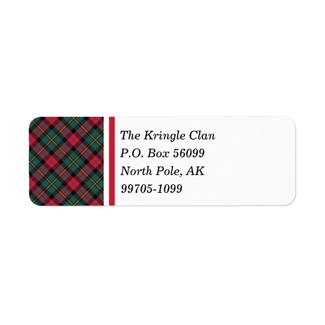 Vintage Christmas Plaid Label (Front)