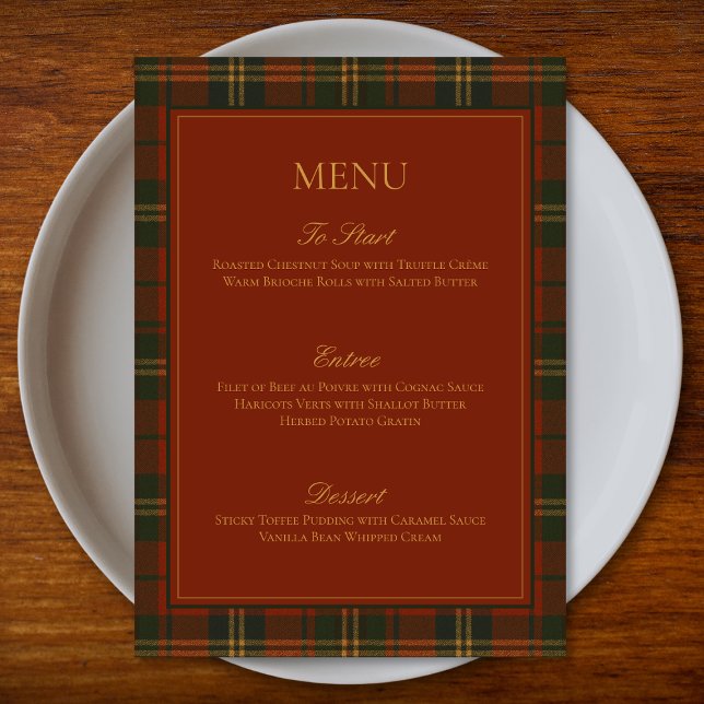 Vintage Christmas Plaid Traditional Family Menu (Creator Uploaded)
