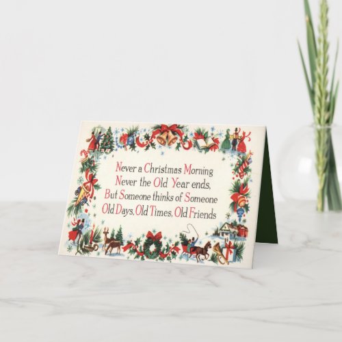 Vintage Christmas poem add message Holiday Card