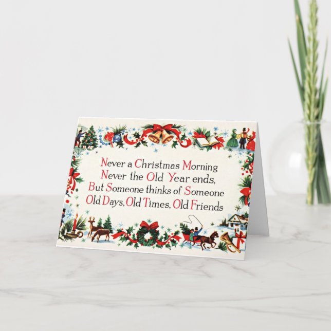 Vintage Christmas Poem Holiday Card (Front)