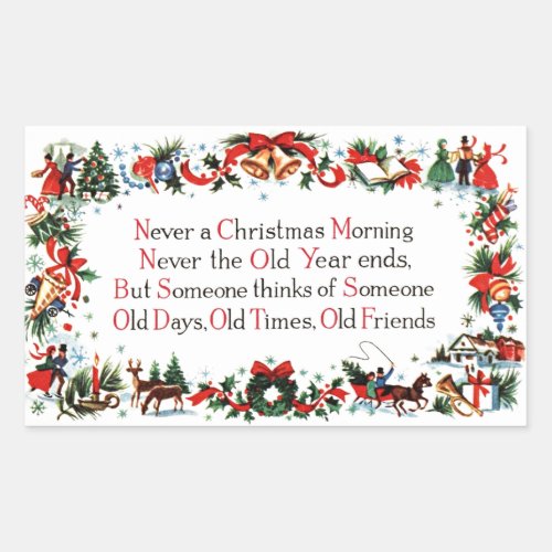 Vintage Christmas Poem Rectangular Sticker