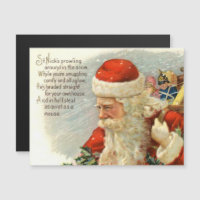 Vintage Christmas poem Santa magnetic card