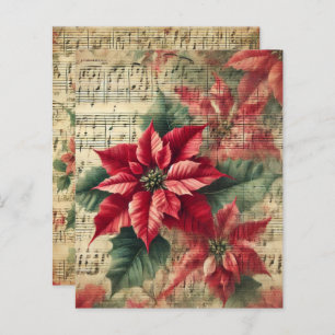 Vintage Christmas Poinsettia Sheet Music Scrapbook