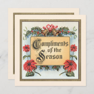 Vintage Christmas Poinsettias in an Ornate Frame Invitation