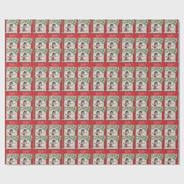 Vintage Christmas Poodle Wrapping Paper (Flat)