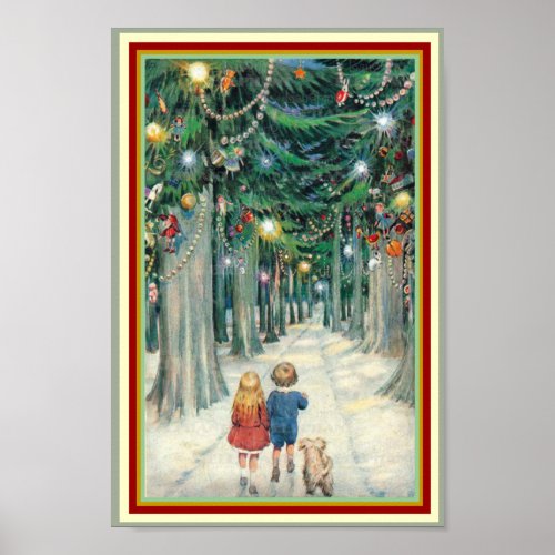 Vintage Christmas Poster 8 x 12