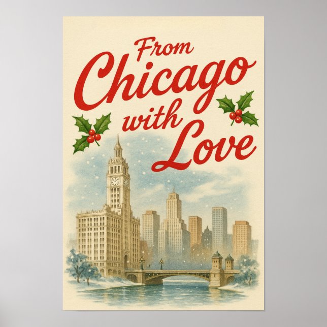 Vintage Christmas Poster – From Chicago With Love (Front)