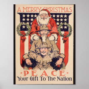 Vintage Christmas Poster -- Peace