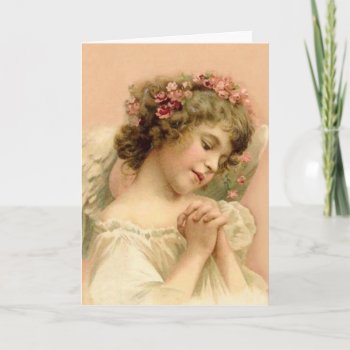 Vintage Christmas Praying Angel Holiday Card by tyraobryant at Zazzle