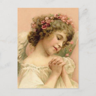 Vintage Christmas Praying Angel Holiday Postcard