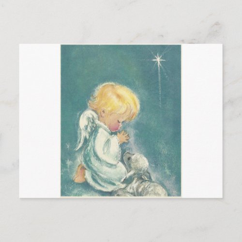 Vintage Christmas Praying Angel Holiday Postcard