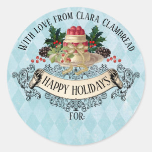 Vintage Christmas pudding Christmas sticker