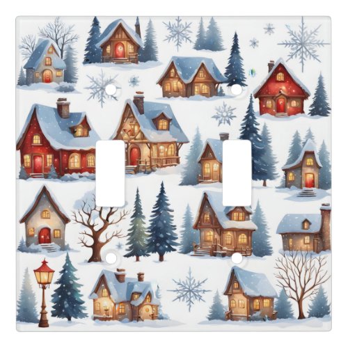 Vintage Christmas Quaint Small Town Village  Light Switch Cover