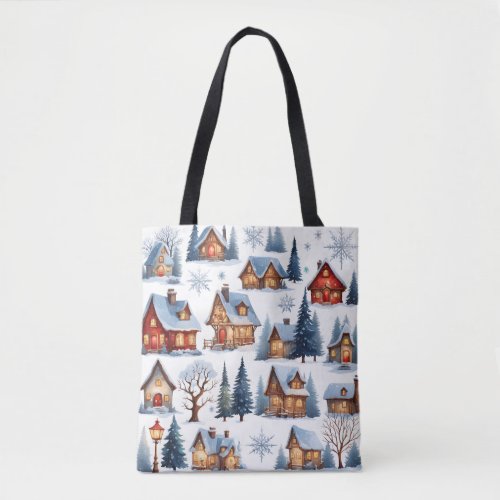 Vintage Christmas Quaint Small Town Village  Tote Bag