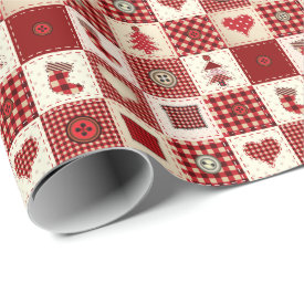 Vintage Christmas Quilt Pattern Wrapping Paper 