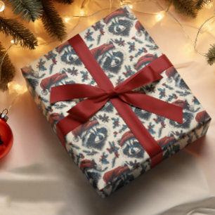 Vintage Christmas Raccoon  Wrapping Paper