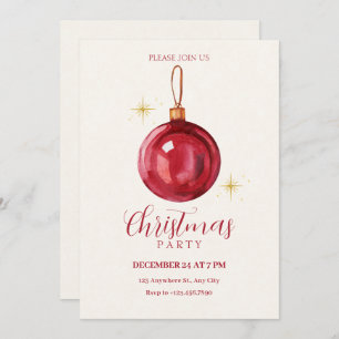 Vintage christmas red ball invitation