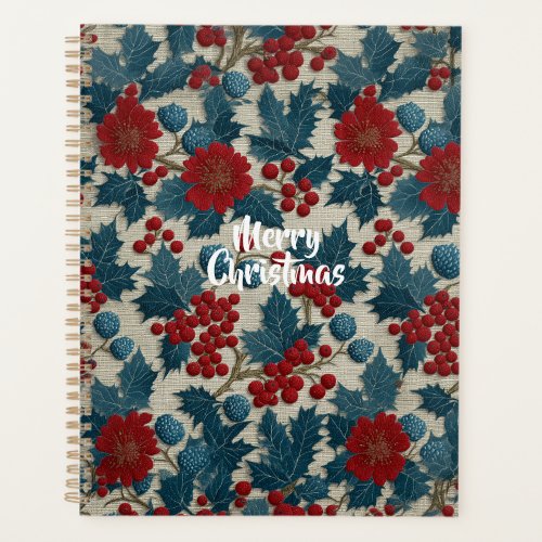 Vintage Christmas Red Berry Botanical Linen Planner