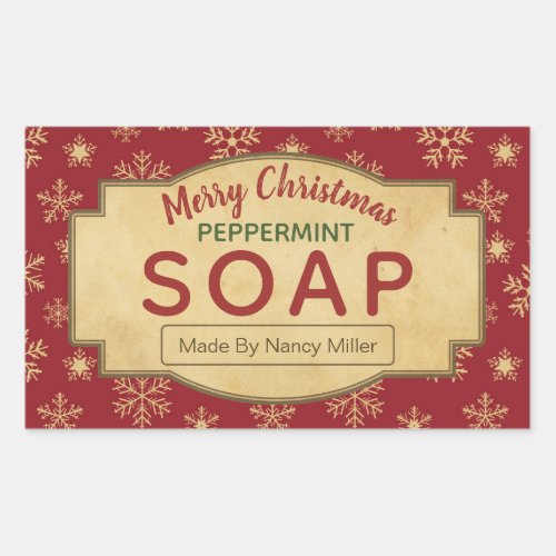 Vintage Christmas Red Peppermint Soap Labels