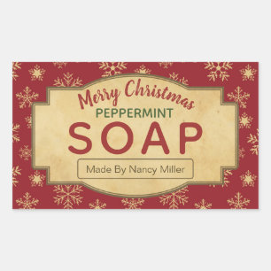 Vintage Christmas Red Peppermint Soap Labels