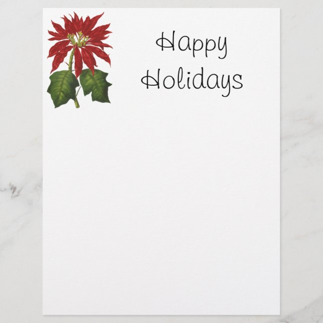 Vintage Christmas, Red Poinsettia Winter Plant (Front)