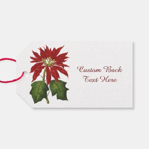 Vintage Christmas Red Poinsettia Winter Plant Gift Tags