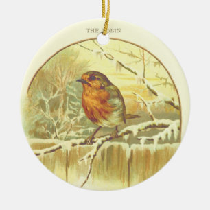 Vintage Christmas Red Robin Ceramic Ornament