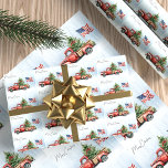 Vintage Christmas Red Truck Patriotic USA Flag Wrapping Paper Sheets<br><div class="desc">Vintage Red Truck Christmas Cards Celebrate the Holidays with Patriotic Charm Spread joy and festive cheer this holiday season with our Vintage Red Truck Christmas Cards. Perfectly capturing the spirit of a rustic winter wonderland, these cards feature a charming red truck adorned with a Christmas tree in the back, set...</div>