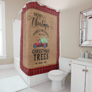 Vintage Christmas - Red Truck Shower Curtain