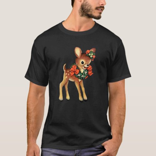 Vintage Christmas Reindeer Cute Retro Christmas T_Shirt