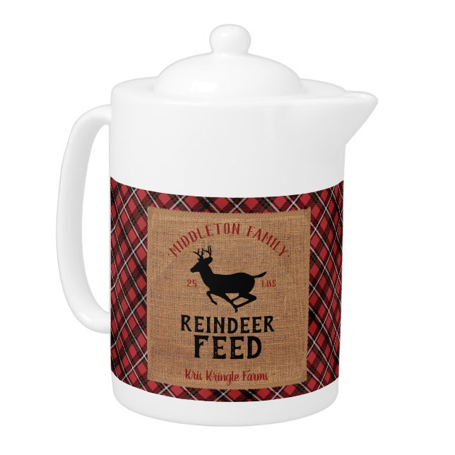 Vintage Christmas Reindeer Feed Teapot (Left)