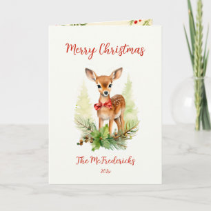 Vintage Christmas Reindeer Holiday Card