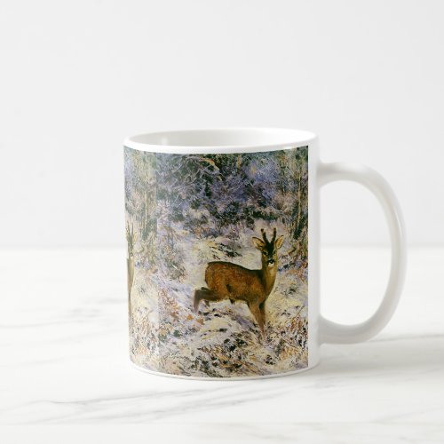 Vintage Christmas Reindeer in Winter Forst Snow Coffee Mug