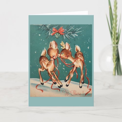 Vintage Christmas _ Reindeer Kisses Holiday Card