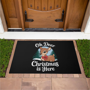 Vintage Christmas Reindeer Oh Deer Christmas Here Doormat