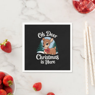 Vintage Christmas Reindeer Oh Deer Christmas Here Napkins