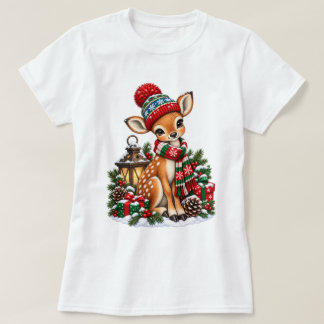 Vintage Christmas Reindeer Retro Winter Holiday T-Shirt