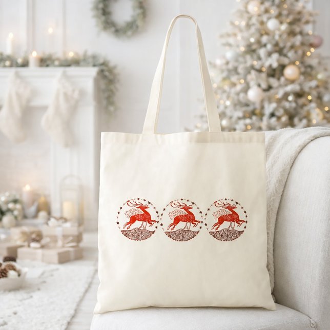 Vintage Christmas Reindeer Tote Bag (Creator Uploaded)