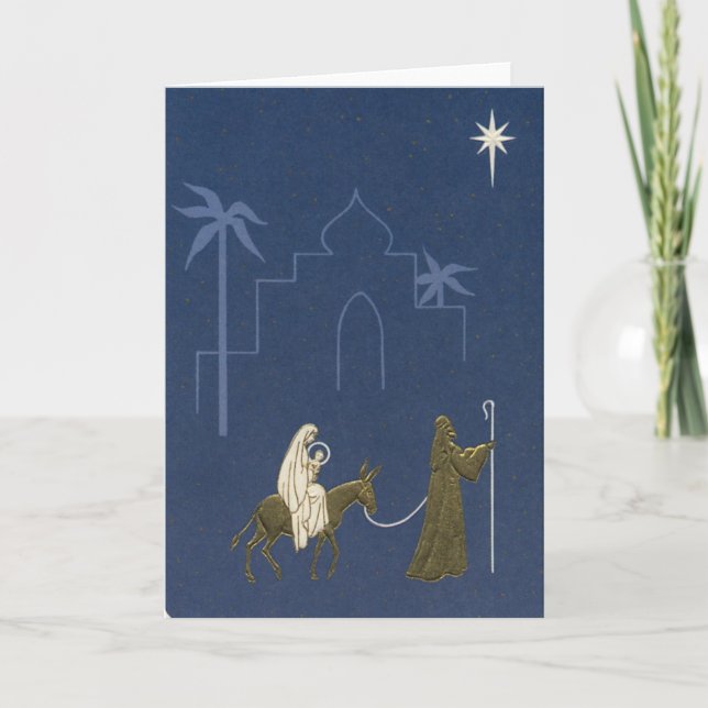 Vintage Christmas Religious Mary And Joseph Holiday Card (Front)