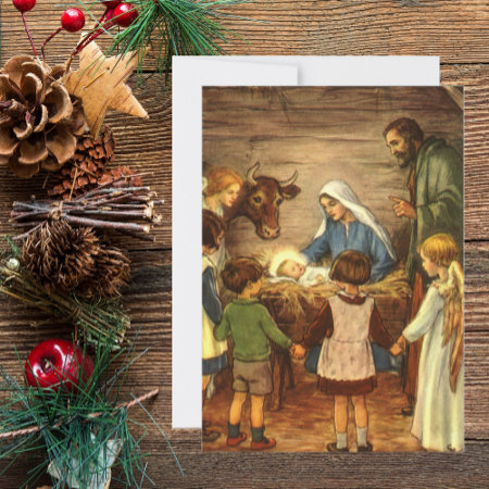 Vintage Christmas, Religious Nativity Invitation