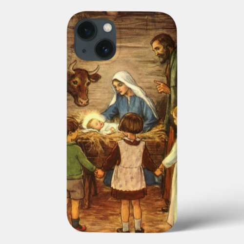 Vintage Christmas Religious Nativity w Baby Jesus iPhone 13 Case