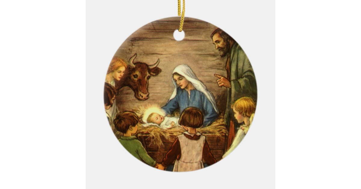 Vintage Christmas, Religious Nativity w Baby Jesus Ceramic ...