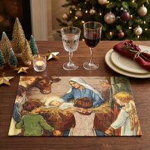 Vintage Christmas, Religious Nativity w Baby Jesus