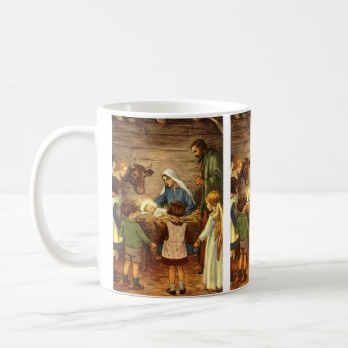 Vintage Christmas Religious Nativity w Baby Jesus Coffee Mug