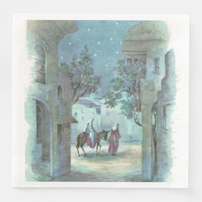 Vintage Christmas Religious scene party Paper Dinner Napkins (Front)