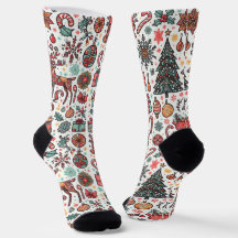 Vintage Christmas Retro Christmas Tree Gift Socks