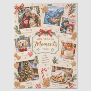 Vintage Christmas, Retro Family Holiday Greeting Tissue Paper