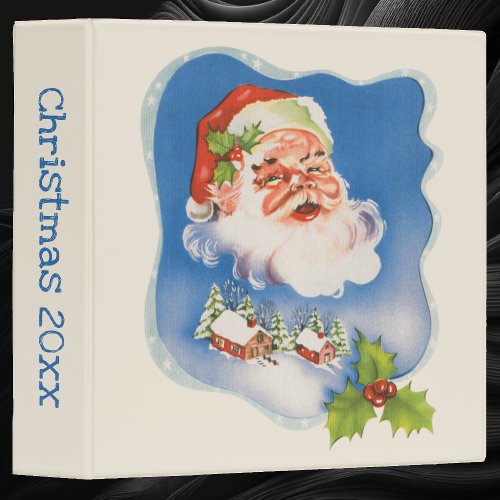 Vintage Christmas Retro Jolly Santa Claus 3 Ring Binder