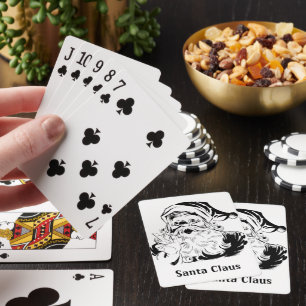 Vintage Christmas, Retro Jolly Santa Claus, Black Poker Cards